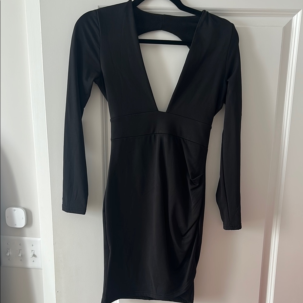 Black Bodycon Long Sleeve Cocktail Dress